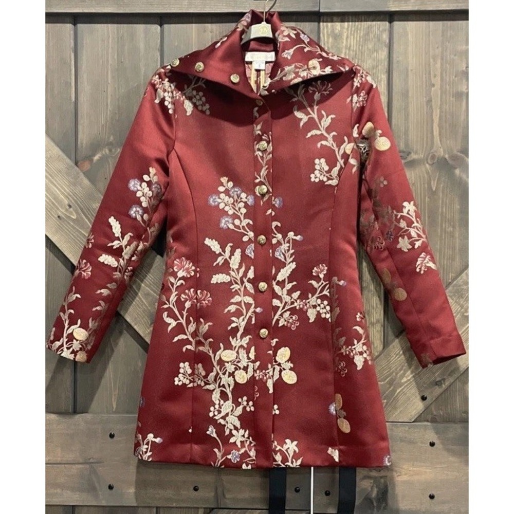 McClintock Collections Vintage Red Embroidery Jacket Coat Made In USA Women's 6